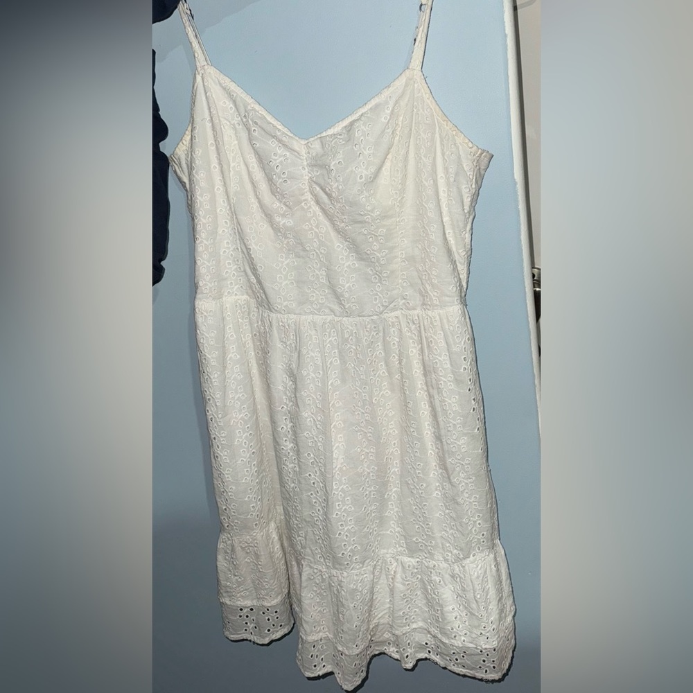 Hollister white embroidered mini dress